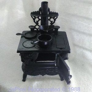 Vintage Miniature Iron Black Stove 1800s